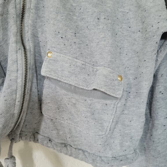 Juicy Couture Crop Hoodie Sweater Jacket Size Large Gray - Picture 4 of 7